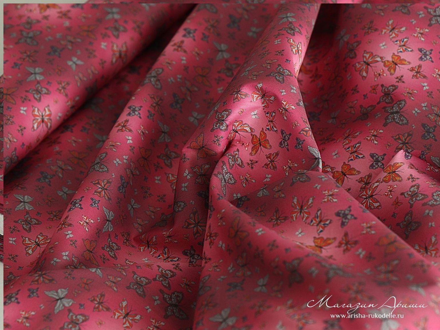картинка Ткань хлопок, бабочки бордо арт.126.  от магазина Ариши Рукодельные нежности