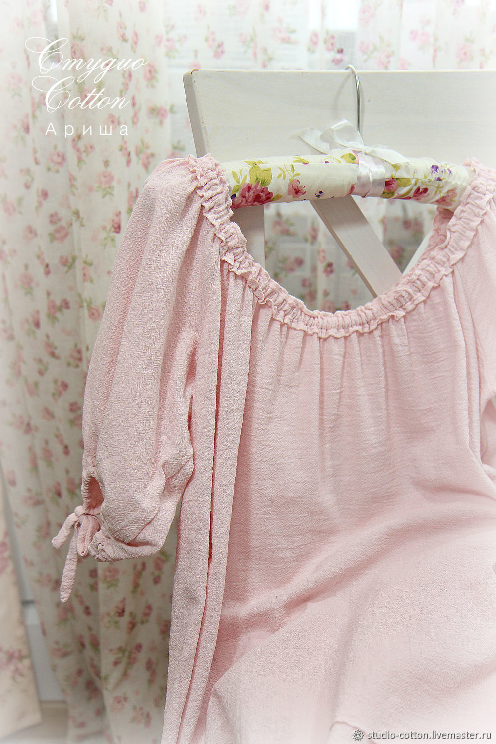 картинка Блузка с открытыми плечами .Платье из ткани "Рубчик" Р6 от магазина Ариши Рукодельные нежности